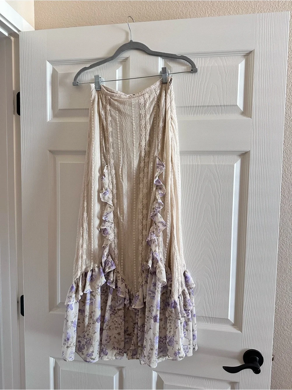 Free People Lavender and Cream Floral Ruffle Set (Blouse and Skirt!)